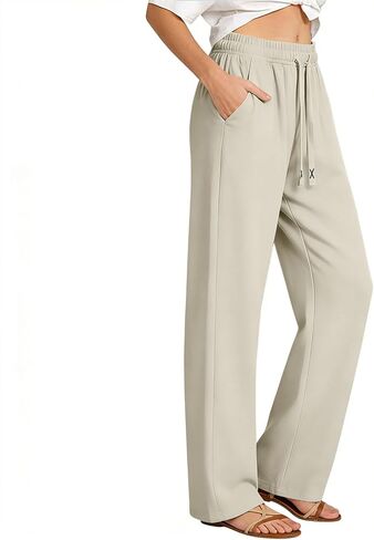 Hiking Pants Women Lightweight, Straight Leg Elastic High Waisted Loose Quick Dry, for Summer Running Travel Workout in Saudi Arabia