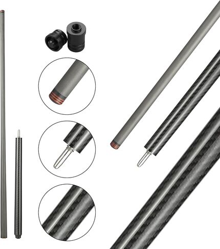 عصا جديلة من ألياف الكربون لحمام السباحة، 42 بوصة من عصي طاولة البلياردو، طرف 13.5 مم من ألياف الكربون، وزن عصا 16 أونصة in Kuwait