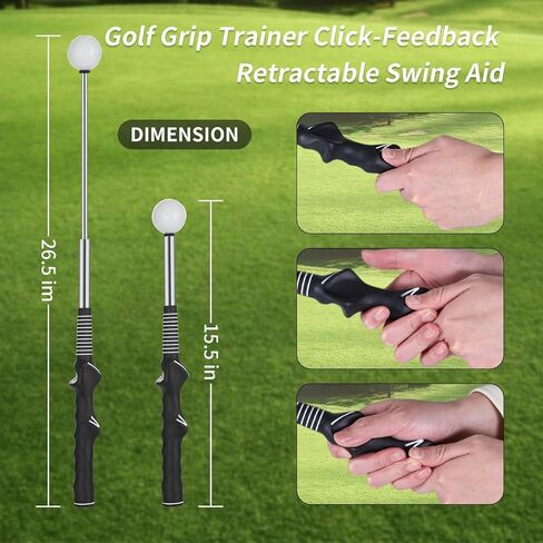 OCES Retractable Golf Swing Trainer Pro-Level, Portable Golf Training Aid with Click Stick for Right & Left-Handed Golf Grip Trainer – Ideal for Beginners Practice & Pre-Round Warm-Up in Kuwait