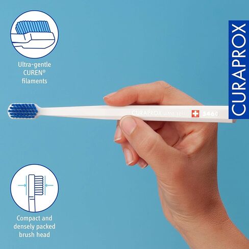 فرشاة أسنان كورابروكس CS 5460 فائقة النعومة – العناية بالأسنان واللثة للبالغين | شعيرات كيورين® فائقة النعومة للتنظيف اللطيف | أزرق-وردي، عبوة واحدة in Kuwait