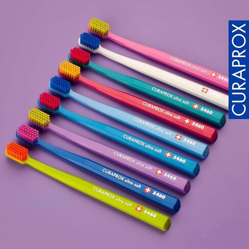 فرشاة أسنان كورابروكس CS 5460 فائقة النعومة – العناية بالأسنان واللثة للبالغين | شعيرات كيورين® فائقة النعومة للتنظيف اللطيف | أزرق-وردي، عبوة واحدة in Kuwait