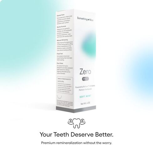 معجون أسنان سمث نايس زيرو برو - معجون أسنان نانو هيدروكسيباتيت 10% خالٍ من الفلورايد مع مصفوفة زيت بيوفيوز، إعادة التمعدن، تبييض وإصلاح المينا للأسنان الحساسة، للبالغين والأطفال، نعناع، ​​4oz in Kuwait