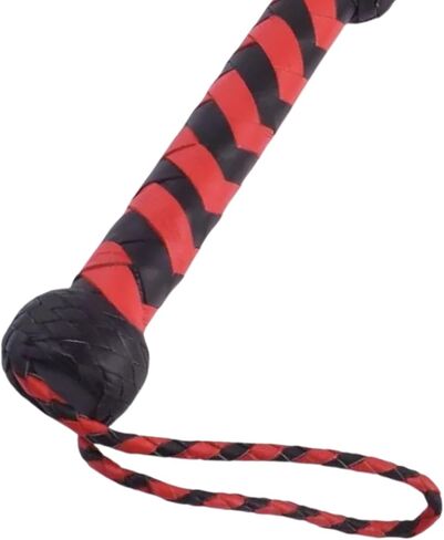Handmade Braided Leather Flogger Whip Red & Black | 27 Inches Full Length Real Leather with Tails in Saudi Arabia