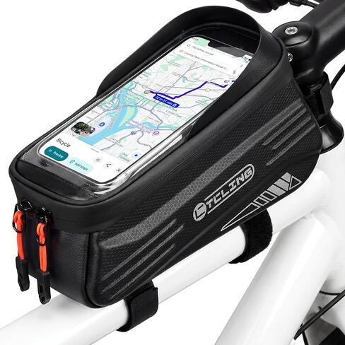 WOTOW Bike Frame Bag - Waterproof Bicycle Top Tube Bag with TPU Sensitive Touch Screen & 1.9L Capacity, EVA Hard Shell Phone Holder Mount Bag, Compatible with 4.7-7" Phones with Case in Kuwait