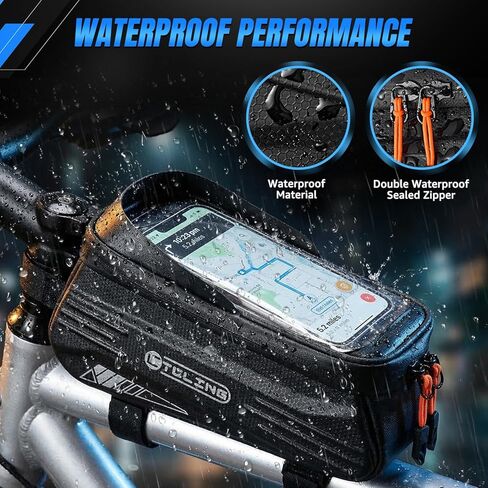 WOTOW Bike Frame Bag - Waterproof Bicycle Top Tube Bag with TPU Sensitive Touch Screen & 1.9L Capacity, EVA Hard Shell Phone Holder Mount Bag, Compatible with 4.7-7" Phones with Case in Kuwait