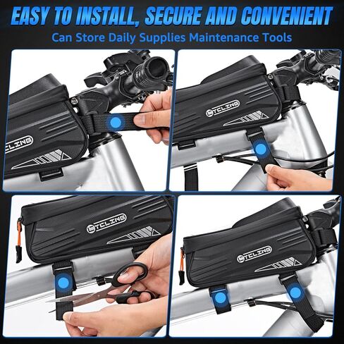 WOTOW Bike Frame Bag - Waterproof Bicycle Top Tube Bag with TPU Sensitive Touch Screen & 1.9L Capacity, EVA Hard Shell Phone Holder Mount Bag, Compatible with 4.7-7" Phones with Case in Kuwait