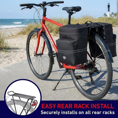 Nomad USA 34L Bicycle Saddlebags Pair XL 2-in-1 Bike Panniers Converts to Backpack Carry Bag Reflective Everyday Scooters Commuters Bike Rear Rack Bag w/Rain Cover for Students,City,Road,Mountains in Kuwait