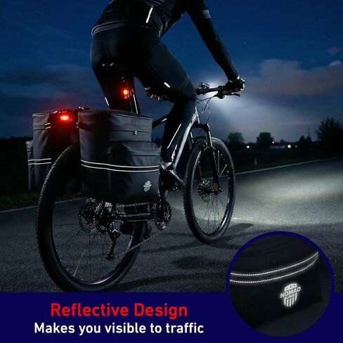 Nomad USA 34L Bicycle Saddlebags Pair XL 2-in-1 Bike Panniers Converts to Backpack Carry Bag Reflective Everyday Scooters Commuters Bike Rear Rack Bag w/Rain Cover for Students,City,Road,Mountains in Kuwait