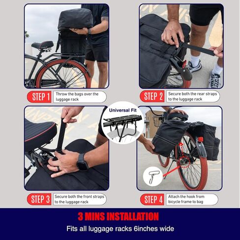 Nomad USA 34L Bicycle Saddlebags Pair XL 2-in-1 Bike Panniers Converts to Backpack Carry Bag Reflective Everyday Scooters Commuters Bike Rear Rack Bag w/Rain Cover for Students,City,Road,Mountains in Kuwait