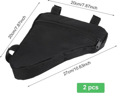 2 Pcs Bike Frame Bag, 7.87 x 10.63 Inch Triangle Design Lightweight Bicycle Bag for Road & Mountain Bikes, Waterproof Polyester Storage Pouch, Black in Saudi Arabia