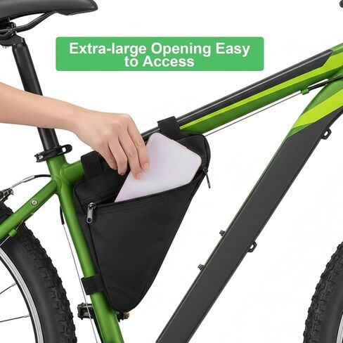 2 Pcs Bike Frame Bag, 7.87 x 10.63 Inch Triangle Design Lightweight Bicycle Bag for Road & Mountain Bikes, Waterproof Polyester Storage Pouch, Black in Saudi Arabia
