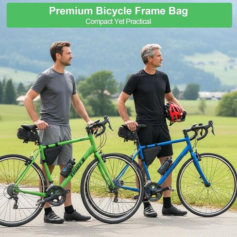 2 Pcs Bike Frame Bag, 7.87 x 10.63 Inch Triangle Design Lightweight Bicycle Bag for Road & Mountain Bikes, Waterproof Polyester Storage Pouch, Black in Saudi Arabia