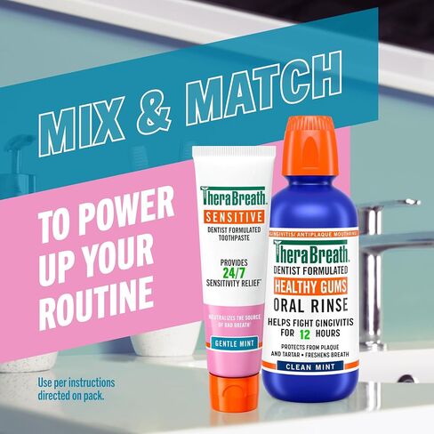 معجون أسنان TheraBreath الحساس، تخفيف الحساسية على مدار الساعة طوال أيام الأسبوع (1)، مع الفلورايد للحماية من التجويف، نعناع لطيف، 118 مل، عبوتان in Kuwait