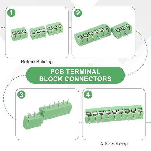 موصلات كتلة طرفية من MECCANIXITY PCB، 10 قطع 2 دبوس 7.62 مم/0.3 بوصة موصل كتلة طرفية لتركيب PCB (يمكن تقسيمها) 300 فولت 10 أمبير للمشروعات الإلكترونية DIY (أخضر، 16 × 19 × 10 مم) in Saudi Arabia