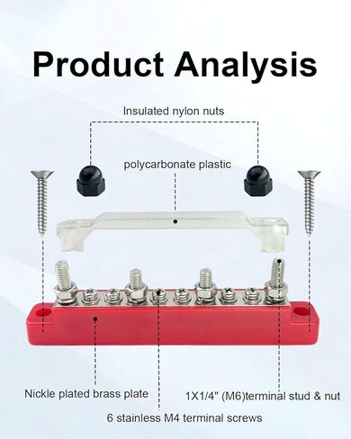 كتلة توزيع الطاقة الطرفية لشريط الحافلة 12 فولت 150 أمبير مع غطاء، كتلة توزيع الطاقة الأرضية المقاومة للهب السلبية 12 فولت-48 فولت للقوارب البحرية RV الشمسية والسيارات - قطعتان in Kuwait