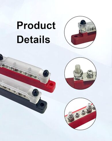 كتلة توزيع الطاقة الطرفية لشريط الحافلة 12 فولت 150 أمبير مع غطاء، كتلة توزيع الطاقة الأرضية المقاومة للهب السلبية 12 فولت-48 فولت للقوارب البحرية RV الشمسية والسيارات - قطعتان in Kuwait