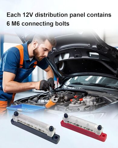 كتلة توزيع الطاقة الطرفية لشريط الحافلة 12 فولت 150 أمبير مع غطاء، كتلة توزيع الطاقة الأرضية المقاومة للهب السلبية 12 فولت-48 فولت للقوارب البحرية RV الشمسية والسيارات - قطعتان in Kuwait