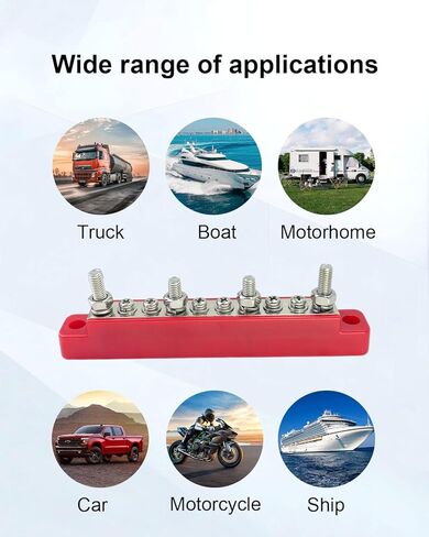 كتلة توزيع الطاقة الطرفية لشريط الحافلة 12 فولت 150 أمبير مع غطاء، كتلة توزيع الطاقة الأرضية المقاومة للهب السلبية 12 فولت-48 فولت للقوارب البحرية RV الشمسية والسيارات - قطعتان in Kuwait