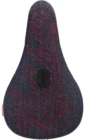 Odyssey Big Stitch BMX Pivotal Seat - Durable Canvas, Fat Sized, Black/Red with Logo Stitching, Designed for BMX Bikes and Freestyle Performance in Saudi Arabia