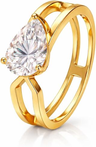 1.5ct Moissanite Ring – Dew of Dawn, D Color VVS1 Clarity, Certified Moissanite, 18K Gold-Plated Sterling Silver, Ideal Gift for Engagement & Anniversary in Kuwait