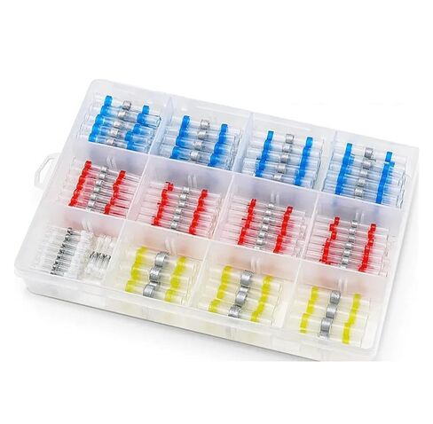 Universal Compact Wiring Splicing Conector 500/50Pcs Heat Shrink Butt Crimp Terminals Water-Proof Solder Seal Electrical Connectors Wire Cable Splice Kit(150pcs with Box) in Saudi Arabia