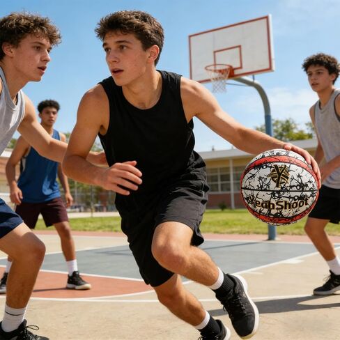Glow in The Dark Basketball-Light up Ball Holographic Reflective and Cool Glow Basketball, Durable and Stylish for All Courts Complete Air Pump Kit,Holiday The Perfect in Saudi Arabia