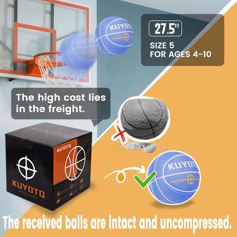 كرة السلة الصامتة مقاس 5 من KUYOTQ مع غطاء من القماش الناعم، لا تساقط، لا بقايا، كرة سلة متينة وهادئة للتدريب في الأماكن المغلقة، للشقق والصالات الرياضية المنزلية، لا حاجة إلى مضخة in Kuwait