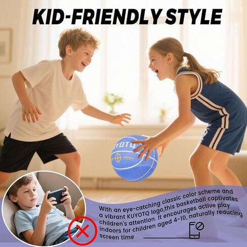 كرة السلة الصامتة مقاس 5 من KUYOTQ مع غطاء من القماش الناعم، لا تساقط، لا بقايا، كرة سلة متينة وهادئة للتدريب في الأماكن المغلقة، للشقق والصالات الرياضية المنزلية، لا حاجة إلى مضخة in Kuwait
