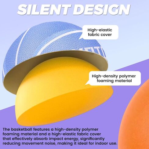 كرة السلة الصامتة مقاس 5 من KUYOTQ مع غطاء من القماش الناعم، لا تساقط، لا بقايا، كرة سلة متينة وهادئة للتدريب في الأماكن المغلقة، للشقق والصالات الرياضية المنزلية، لا حاجة إلى مضخة in Kuwait