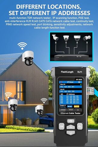 NF-8506 Network Cable Tester IP Scan, PoE & Ping Test, Network Rate Check | Compatible with CAT5/CAT6, RJ11/RJ45 | Cable Toner & Telephone Finder TDR Multifunctional LAN Ethernet Cable Tester in Kuwait