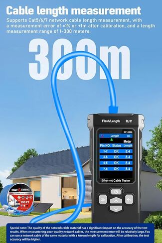 NF-8506 Network Cable Tester IP Scan, PoE & Ping Test, Network Rate Check | Compatible with CAT5/CAT6, RJ11/RJ45 | Cable Toner & Telephone Finder TDR Multifunctional LAN Ethernet Cable Tester in Kuwait