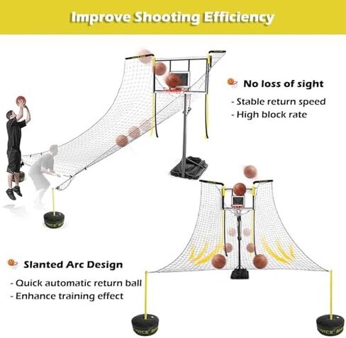 Automatic Basketball Returner Net - Shot Rebounder with Rotatable Brackets for Home & Outdoor Training - Perfect for Basketball Practice & Catcher Drills in Saudi Arabia