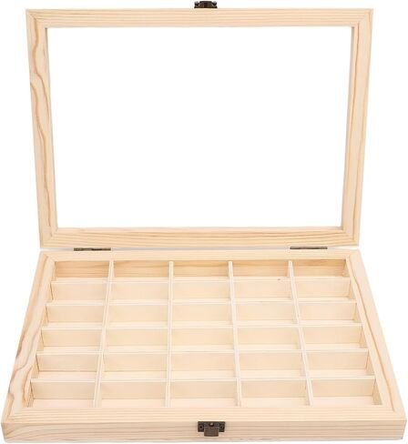 Film Cassette Display Case 30 Slots Solid Wood Storage Box for 135 Film Cassettes, Rustic Style, Multi purpose Organizer with Handles, External Label Slots in Saudi Arabia