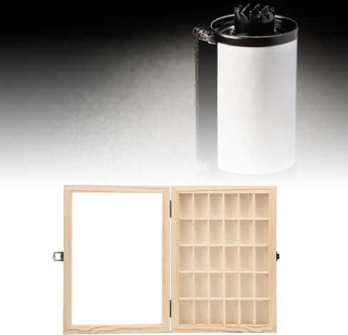 Film Cassette Display Case 30 Slots Solid Wood Storage Box for 135 Film Cassettes, Rustic Style, Multi purpose Organizer with Handles, External Label Slots in Saudi Arabia