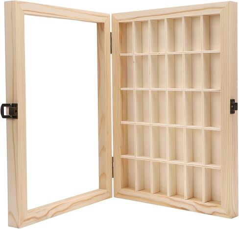 Film Cassette Display Case 30 Slots Solid Wood Storage Box for 135 Film Cassettes, Rustic Style, Multi purpose Organizer with Handles, External Label Slots in Saudi Arabia