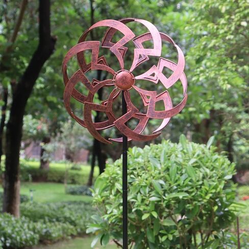 Outdoor Garden Wind Spinner Metal Decorative Yard Kinetic Sculpture Classic Rustic 48x10 Inch in Kuwait
