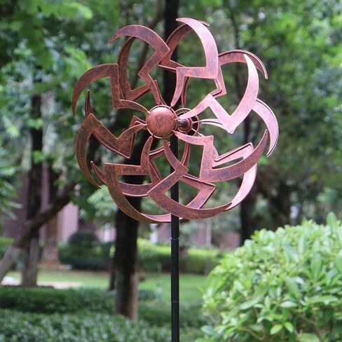 Outdoor Garden Wind Spinner Metal Decorative Yard Kinetic Sculpture Classic Rustic 48x10 Inch in Kuwait