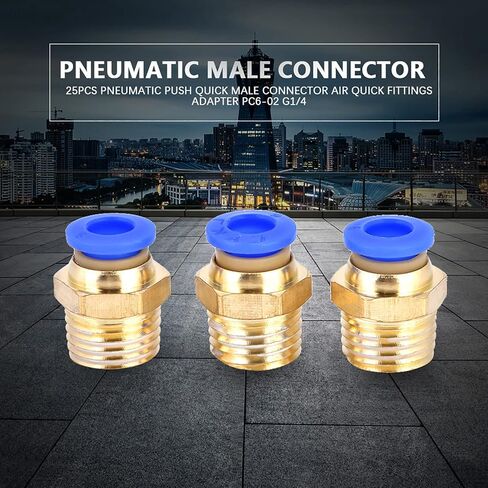Pneumatic Male Connector Durable Quick Fittings Adapter for Pipe and Tools, 25Pcs G1/4 for Workshops in Saudi Arabia