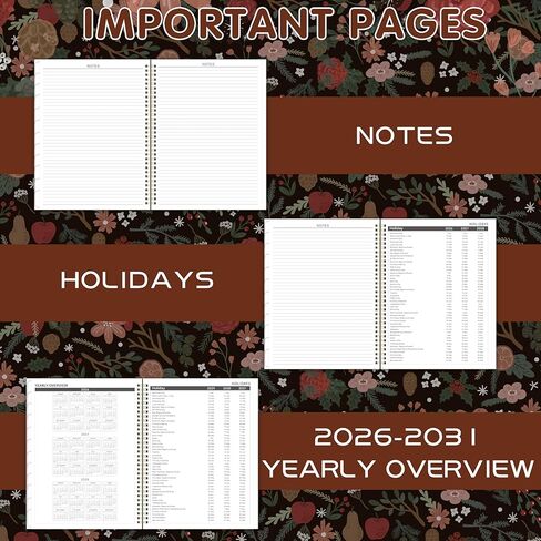 2026-2030 Monthly Planner - 5 Year Planner/Calendar, 5 Year Calendar 2026-2030 Monthly Planner with Tabs, Jan. 2026 - Dec. 2030, 9" x 11", Twin-Wire Binding, Double-Side Pocket - Pinecone in Saudi Arabia