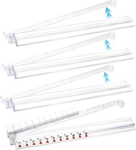 Mahjong Racks with Pushers, 18'' Ivory White Acrylic Mahjong Tile Racks/Trays/Holders Set of 4, Modern American Mahjong Tile Racks with Built-in Pushers (White) in Kuwait