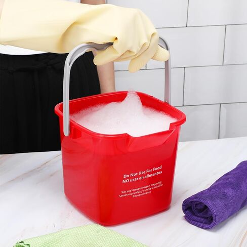 Uiifan 6 Pcs 8 Quart Cleaning Bucket Small Sanitizing Square Bucket Detergent Pail for Home Commercial Restaurant Kitchen Office School (Red) in Saudi Arabia