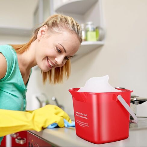 Uiifan 6 Pcs 8 Quart Cleaning Bucket Small Sanitizing Square Bucket Detergent Pail for Home Commercial Restaurant Kitchen Office School (Red) in Saudi Arabia
