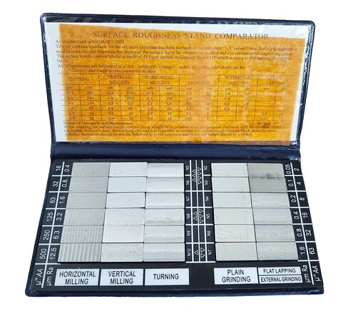 Surface Roughness Standards Set with Ra0.05-12.5um for Drawing Offices Engineering Departments or Small Stores Overall Size is 6 Inches X 3 Inches in Saudi Arabia