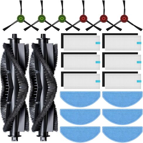 20-Piece Accessories Kit Compatible with Tikom G8000 Max / L8000 Pro (2025 New Vision) / L8000 Plus Robot Vacuum Replacement Parts, Includes 2 Main Brushes, 6 Side Brushes, 6 HEPA Filters, 6 Mop Pads in Kuwait