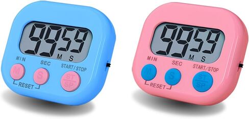 Timers, BESTWYA Magnetic Timer with Clear LCD Screen 3 Big Buttons On/Off Switch Count Up and Down Function for Kitchen,Study,Work,Exercise Training,Outdoor Activities (6,6 Colors) in Saudi Arabia