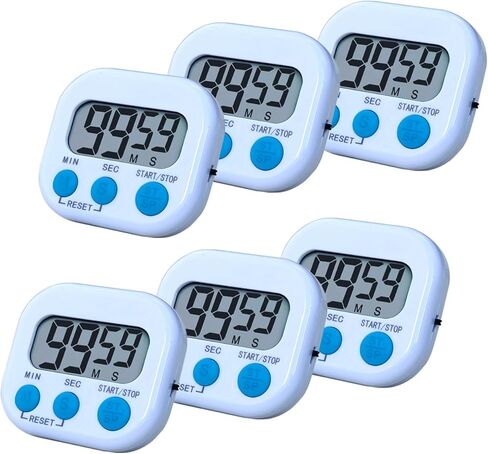 Timers, BESTWYA Magnetic Timer with Clear LCD Screen 3 Big Buttons On/Off Switch Count Up and Down Function for Kitchen,Study,Work,Exercise Training,Outdoor Activities (6,6 Colors) in Saudi Arabia