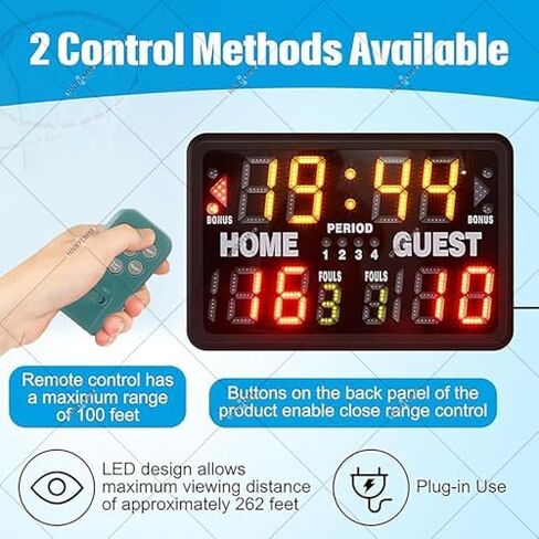 Portable LED Electronic Basketball Scoreboard with Remote, Buzzer Alarm, Countdown Timer, for Outdoor Games and Professional in Saudi Arabia