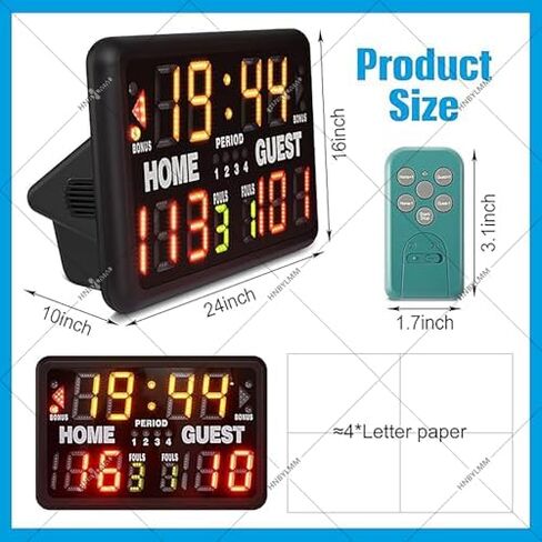 Portable LED Electronic Basketball Scoreboard with Remote, Buzzer Alarm, Countdown Timer, for Outdoor Games and Professional in Saudi Arabia