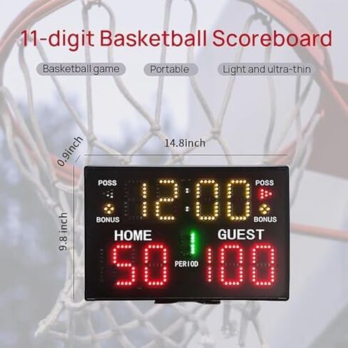 Portable LED Digital Scoreboard with 11 Digits, Remote Control and Buzzer for Basketball, Football, Volleyball in Saudi Arabia