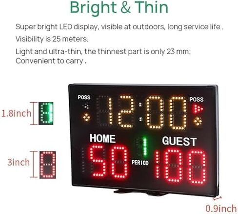 Portable LED Digital Scoreboard with 11 Digits, Remote Control and Buzzer for Basketball, Football, Volleyball in Saudi Arabia